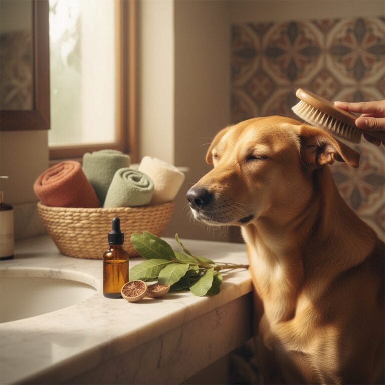 Calm dog being groomed — Best Natural Skin and Coat Supplements for Dogs in India [2026]: Hemp & Baobab Explained