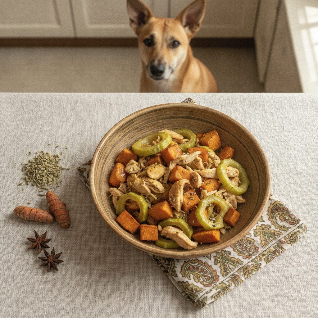 Home-cooked dog meal — lauki for dogs summer India