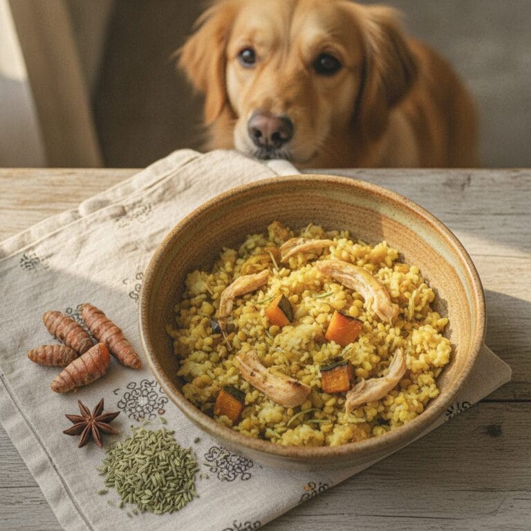 Home-cooked dog meal — sick dogs safe indian recipe