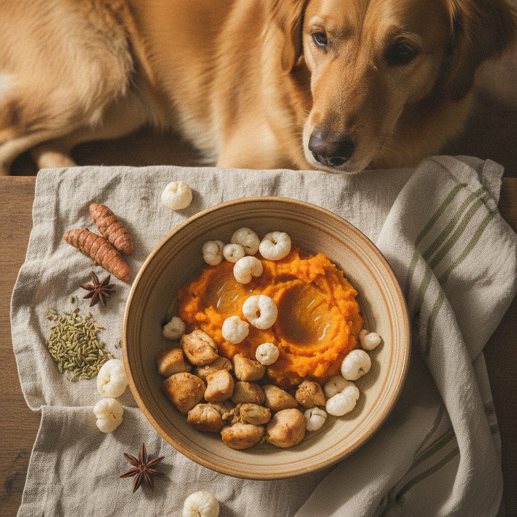 Can Dogs Eat Makhana Safely in India? Risks, Benefits, and Better Nutrition 1 Home-cooked dog meal — Can dogs eat makhana safely in India? Benefits and risks