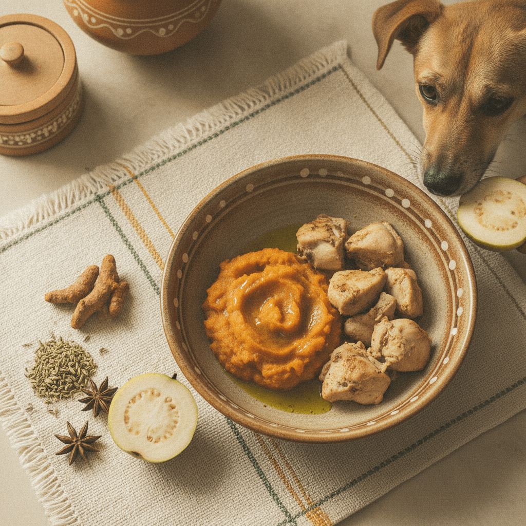 Can Dogs Eat Guava in India? Benefits, Risks & Seed Safety Guide 1 Home-cooked dog meal — dogs india benefits seed safety